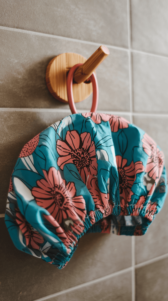 A reusable, waterproof shower cap made from sustainable materials, reducing plastic waste.